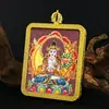 Zakiram Amarillo y Negro Deidad de la Riqueza Cinco Señores Buda de la Medicina Tara Verde Manjushri Bodhisattva Cinnabar Thangka Colgante Amuleto de Buda Portátil