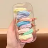 Elásticos de Borracha Universais em Caixa para Crianças e Adultos, Prendedores de Cabelo Coloridos Macaron para Rabo de Cavalo Alto, Alta Elasticidade, Não Puxam o Cabelo, Argolas de Cabelo