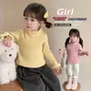 Suéter Feminino Estilo Coreano Cor Sólida com Acabamento de Babados Outono/Inverno 2026 Nova Chegada Moda Infantil Malha Grossa para Menina