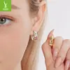 Brincos de Prata S925 Prata Estrela Zircônia Argolas Estrela Lua Brincos de Cobre Banhados a Ouro