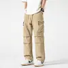 2024 Pantalones Nuevos de Bobina para Hombre Primavera y Verano Sueltos Rectos Bolsillo Irregular Casual Combinable