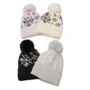 Chapéu de Inverno Feminino Natal Quente Forrado com Fleece Espessado Chapéu de Lã Imitação de Visom Chapéu para Esqui ao Ar Livre Chapéu de Tricô Floco de Neve