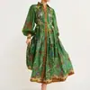 Vestido Europeo y Americano Estampado Otoño 2026 Cruce de Fronteras Nuevo Llegada Moda Femenina Casual Estampado Cuello Solapa Vestido Largo