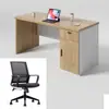 Mesa de escritório moderna e simples, conjunto de mesa e cadeira para uma pessoa para funcionários do escritório, mesa de gerente, pequena estação de trabalho para funcionários