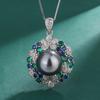 Anel Pérola Cinza Platina Colar Flor Zircônia Esmeralda Mar Profundo Taiti Conjunto Brincos de Pérola Joias para Mulheres