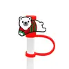 Protector de pajita de silicona de dibujos animados compatible con botellas de agua Stanley, tapa de pajita a prueba de polvo y manchas, decoración de regalo de Navidad