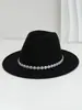 Sombrero de Fieltro Suave Más Vendido Transfronterizo para Hombres y Mujeres, Sombrero Estilo Británico, Sombrero de Ala Ancha Decorado con Cadena de Lujo Ligero, Sombrero Versátil y de Moda Tendencia