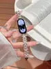 Para Reloj Inteligente Mi Band 9/8 Generación Correa de Pulsera Metálica de Cadena Ojo de Caballo Diamante Completo Trébol de Cuatro Hojas en stock