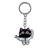 Al por mayor del fabricante colgante divertido de gato negro parche de dibujos animados de goma blanda de PVC llavero accesorio para llave de bolsa DIY