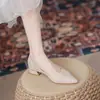 Tacones Gruesos Estilo Francés Combinados con Faldas, Zapatos de Punta Modernos, Zapatos Versátiles Elegantes y a la Moda para Mujer de Boca Baja, Nuevo Estilo de Verano para Damas de Honor