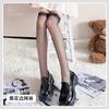 Calcetines navideños sexys con lazo de encaje, medias negras lindas y sexys de malla con encaje, tentación, medias altas para mujer