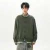 Suéter Cardigan Nasa Outono e Inverno Cor Retro Color Blocking Falso Duas Peças Unissex Tendência Solto Malha para Casal Jaqueta Casual