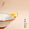 Tienda de oro con oro de arena de Vietnam anillo de flor dorada pequeña con diamante anillo de flor de ciruelo ajustable anillo de dedo de comida DIY para mujer