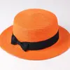 Sombrero de Sol de Verano Estilo Coreano para Madre e Hija con Lazo Ala Plana Protección Solar Sombrero de Paja Exterior Plano Plegable Sombrero de Sol