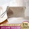 Bolsa Cosmética Portátil Tejida de Paja, Bolsa de Almacenamiento de Doble Capa, Bolso Tote de Maquillaje de Gran Capacidad, Bolso de Mano con Correa de Muñeca Fábrica