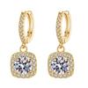 Novos Brincos de Moissanita Prata de Lei S925 Studs Brincos de Zircônia Brincos com Pingente Quadrado Femininos Joias de Prata Pura