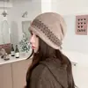 Sombrero Holgado Jacquard de Gran Circunferencia de Cabeza Otoño Invierno Nuevo Estilo Retro Japonés Borde Enrollado Sombrero de Lana Cálido Protección para los Oídos Gorro de Punto para Mujer