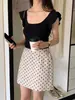 Saia Retro Americana de Bolinhas para Mulheres, Nova Saia Justa Estilo Francês, Saia Evasê, Saia Curta, Saia da Moda para Mulheres, Tendência Estilo Coreano
