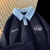 Suéter Polo Waffle para Hombre Primavera Marca de Moda Americana Pareja Solapa Top Suelto Chaqueta Vintage