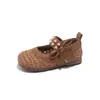 Verão 2026 Novo Estilo Sapatos de Princesa Trançados para Meninas Estilo Coreano Sapatos Casuais da Moda e Versáteis para Crianças Sapatos de Couro para Bebê