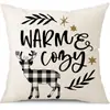 Juego de Fundas de Almohada Transfronterizas para Navidad Europea y Americana, Funda para Cojín de Sofá de Sala de Estar, Funda para Almohada de Cintura con Reno Papá Noel Árbol, Suministro de Fábrica