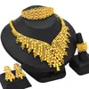 Joyería de Dubái chapada en oro de 24k traje de joyería nupcial collar pendientes Oriente Medio Dubái oro joyería de boda juego de cuatro piezas