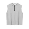 Colete Deconstruído de Alta Qualidade Estilo Retrô Americano Resistente para Homens, Top Casual Fresco de Verão com Gola com Zíper, Camiseta Sem Mangas
