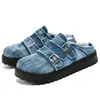 Chinelos Birkenstock 2026 novo modelo calçados casuais para esportes ao ar livre e uso diário, chinelos slip-on de jeans lavado com efeito desgastado