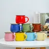 Caneca Cerâmica Criativa com Tampa e Colher Xícara de Café Xícara de Água Caneca de Barriga Cerâmica Xícara de Porcelana para Leite de Café da Manhã Logo Impresso