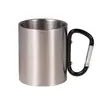 Taza de Camping 304 Acero Inoxidable Taza con Mosquetón Mango Engrosado Taza de Café Personalizada de una Sola Capa Engrosada