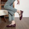 Zapatos de Mujer Estilo Hepburn Vintage 6827-1 Verano Tacón Grueso Mary Jane con Boca Baja Estilo Francés