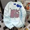 Moletom Redondo Estiloso Preguiçoso com Vibe Americana para Mulheres Outono e Inverno Marca Ins Trendy Tie-Dye Khaki Casual