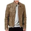 Outono e Inverno 2023 Europeu e Americano Masculino Manga Longa Couro Casaco Gola Alta Punk Motociclista Estilo de Rua Jaqueta Jaqueta Masculina