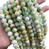 Cuentas sueltas naturales retro de punto transfronterizo accesorios de joyería DIY jade persa redondo verde amarillo pulsera productos semiacabados