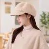 Gorra de boina de tweed patchwork estilo coreano, sombrero octogonal retro y elegante para otoño/invierno, artístico y versátil para ir al trabajo, hace que la cara se vea más pequeña, gorra de pico de pato
