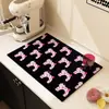 Alfombrilla Drenante de Tierra de Diatomeas para Gatos con Bloques de Color Dulces y Frescos, Rayas Rojas y Azules, Alfombrilla Absorbente para Cocina, Alfombrilla Antideslizante para Mesa, Alfombrilla para Control de Agua para Vajilla