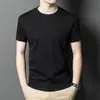 Camiseta Masculina de Manga Curta de Algodão Puro com Tripla Proteção, 80 Fios, High-End, Transfronteiriça, Gola Redonda, Roupa Masculina Casual, Estilo Verão