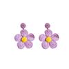 Han Chao Handmade tecido Rafi brincos de grama bonito de cor sólida brincos de flor praia férias doces brincos de cor