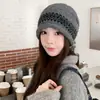Gorro de punto jacquard vintage para otoño e invierno, cálido y a prueba de frío, gorro de lana con borde enrollado, moderno y versátil, gorro posparto para mujer