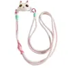 Clip Trasero de Gato con Hueso Blanco de Dibujos Animados Cadena Diagonal para Teléfono Móvil Cuerda Larga Diagonal Linda Cadena de Correa Universal para Funda de Teléfono Móvil