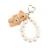 1PC 10cm Lindo Urso Coelho Pelúcia Enchido Chaveiro Pelúcia Pérola Chaveiro Decoração Acessórios Para Mochila Bolsa Carteira Chaveiro de Bolsa Estilo Luxo Branco/Rosa/Cáqui/Marrom