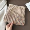 Gorro de Punto Cálido con Orejas de Gato para Mujer, Gorro Pullover Versátil de Moda para Adelgazar la Cara, Gorro de Lana Lindo Estilo Coreano