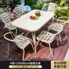 Juego de Muebles para Patio Exterior con Mesa y Sillas, Sombrilla, Combinación Impermeable y Resistente al Sol para Jardín Exterior de Villa de Ocio