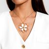 Collar Gargantilla de Metal con Goteo de Aceite Transfronterizo Europeo y Americano para Mujer, Collar de Lujo Ligero de Gama Alta, Juego de Pendientes de Flor, Joyería Simple de Nicho