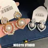 ¡Precioso y Elegante! Pendientes de Perla con Forma de Corazón de Zirconia con un Ambiente Suave, Pendientes Versátiles Simples y de Moda al por Mayor