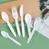 Juego de cubiertos de plástico grueso desechable, incluye tenedores, cucharas, cucharas soperas, cucharas para arroz y tenedores para pasta, grado alimenticio, para llevar, directo del fabricante