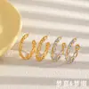 Pendientes de Nudo de Cuerda Entrelazada Creativos de Alta Gama Estilo Ins Europeo y Americano Cadena Chapada en Oro de 18 Quilates Acero Inoxidable Pendientes en Forma de C para Mujer