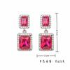 Light Luxury Red Corundum 925 Sterling Prata Pin Brincos Simples Micro-incrustados Brincos de Zircão Moda Europeia e Americana Brincos Vintage