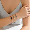 Pulseira de Aço Titânio Moda Europeia e Americana, Pulseira de Ouro Rosa Preto de Nicho, Joia Redonda para Mãos de Mulheres, Vendas Diretas da Fábrica e Atacado