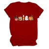 Amazon Wish site independente moda casual feminina maçã livro lápis fantasma abóbora gola redonda manga curta camiseta